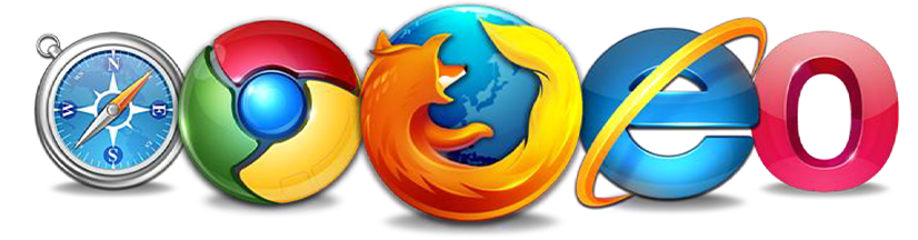 Chrome, Safari, Firefox, Opera, IE browser icons